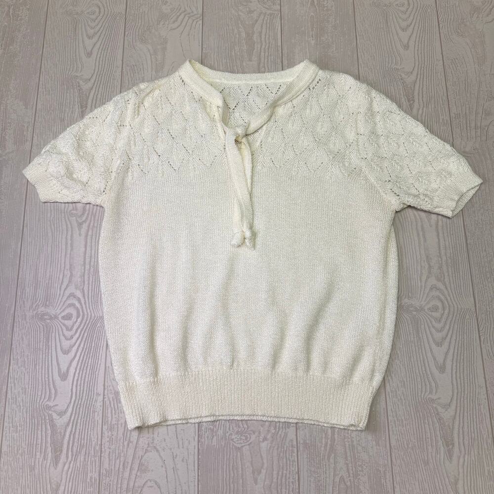Vintage Cream Knit Sweater – Women's Size Small
